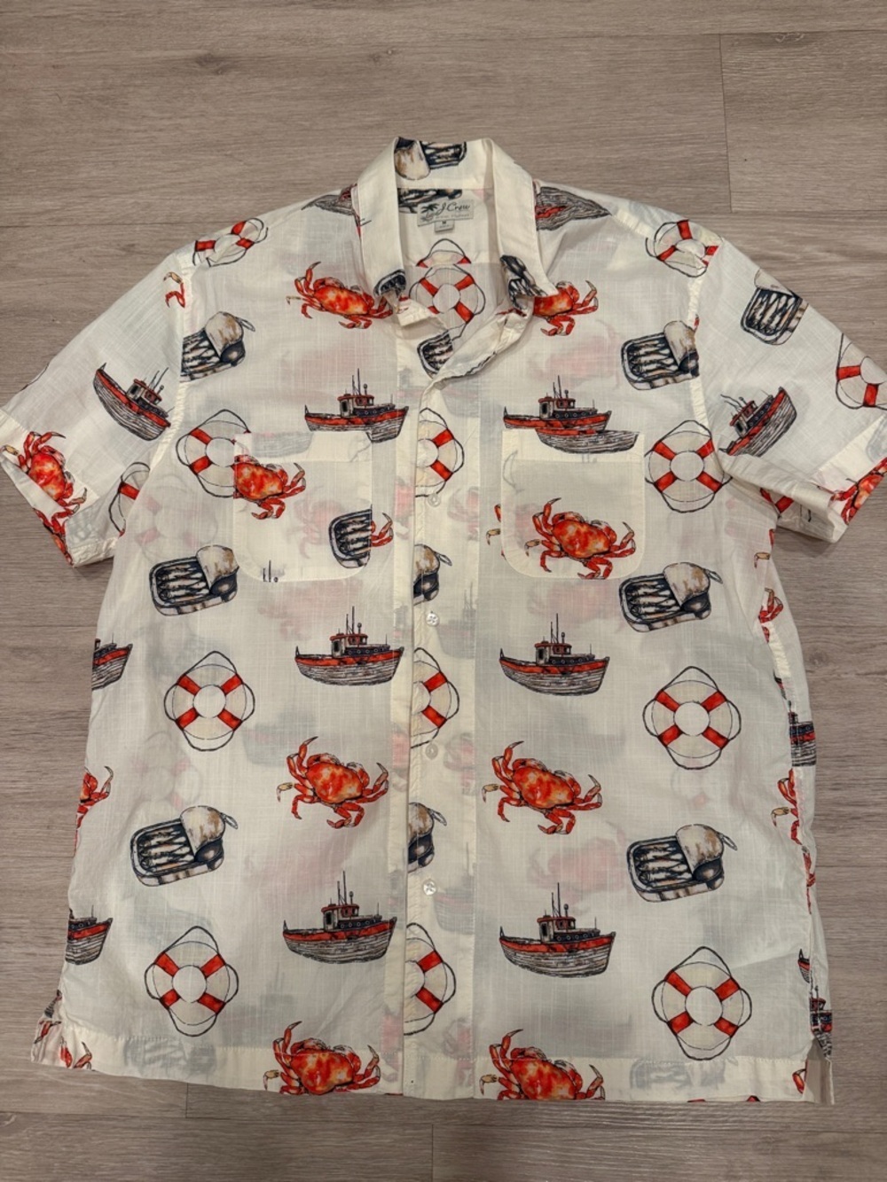 J Crew Nautical Ocean Linen Button Down